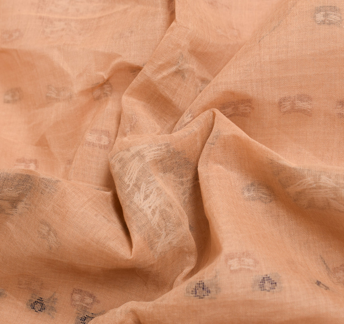 Sushila Vintage Hand Woven Premium Saree 100%Pure Cotton Brown Sari Craft Fabric