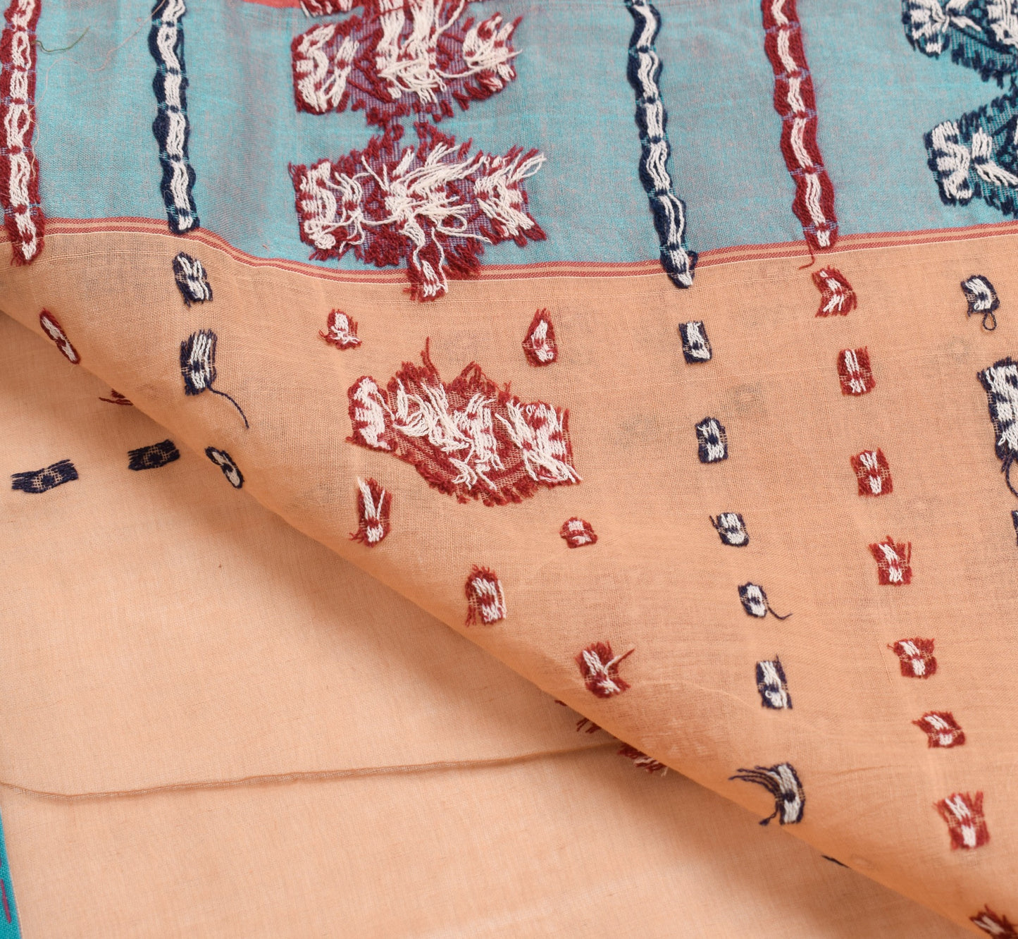 Sushila Vintage Hand Woven Premium Saree 100%Pure Cotton Brown Sari Craft Fabric
