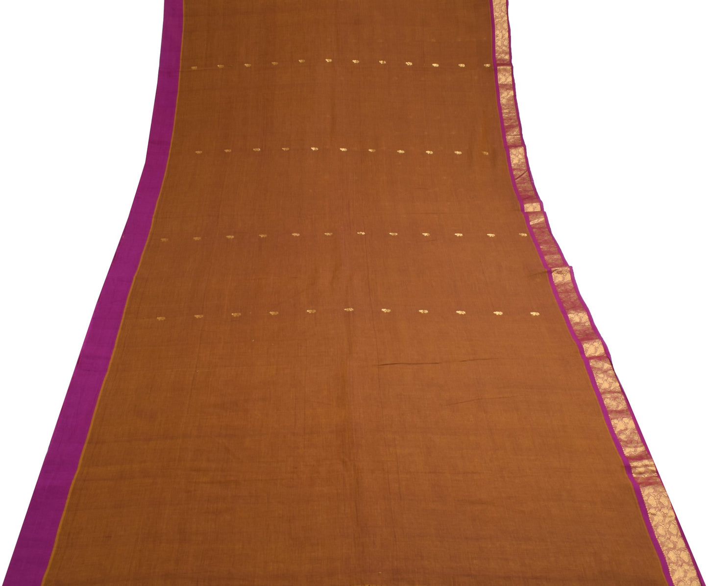 Sushila Vintage Zari Woven Kanjivaram Saree Pure Cotton Dual Toned Sari Fabric