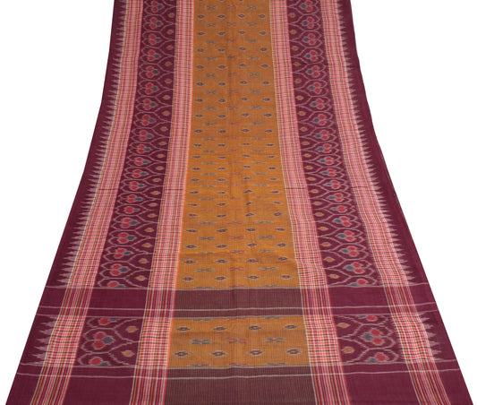Sushila Vintage Hand Woven Ikat Patola Sari Pure Cotton Multi-Color Craft Fabric