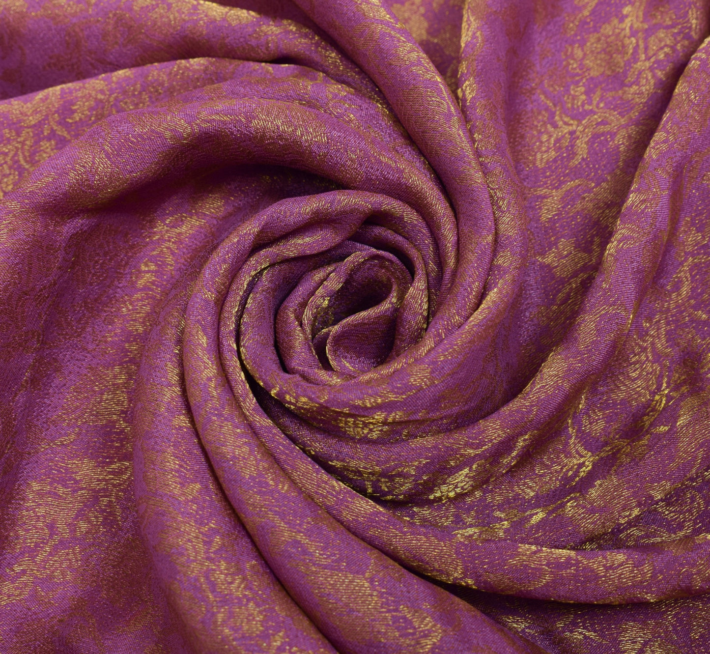 Sushila Vintage Mauve HEAVY Saree Pure Silk Brocade Applique Work Sari Fabric