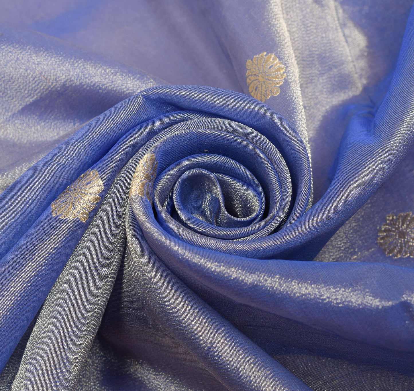 Sushila Vintage Blue Saree with Gold Border Pure Tissue Zari Woven HEAVY Sari