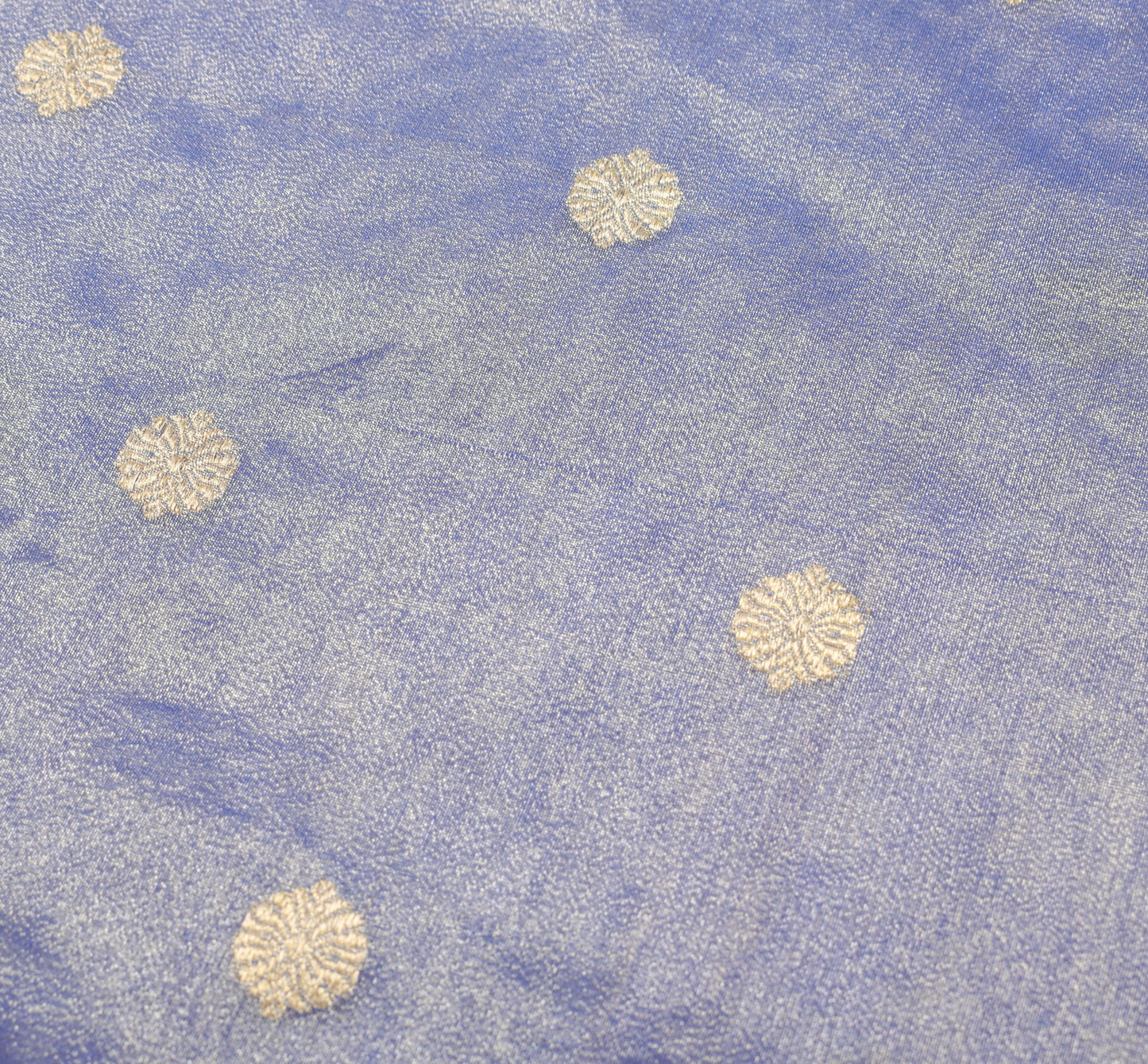 Sushila Vintage Blue Saree with Gold Border Pure Tissue Zari Woven HEAVY Sari