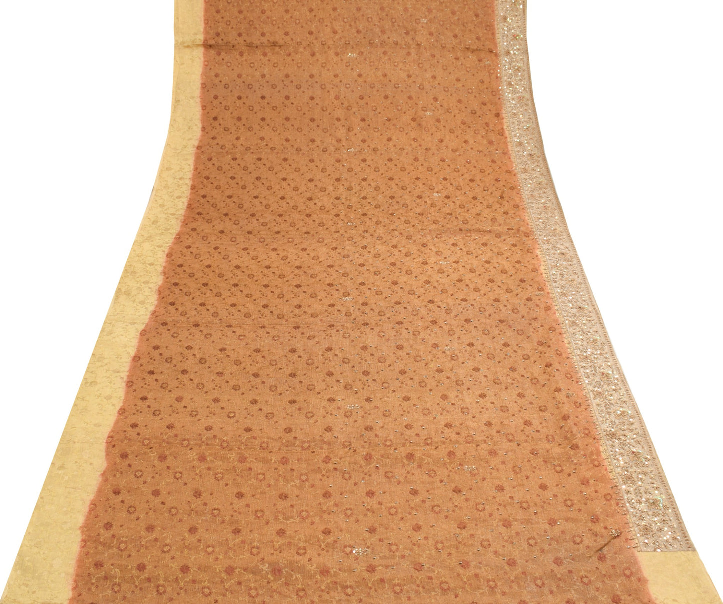 Sushila Vintage Pure Tissue HEAVY Saree Zari Sequins Golden Sari Blouse