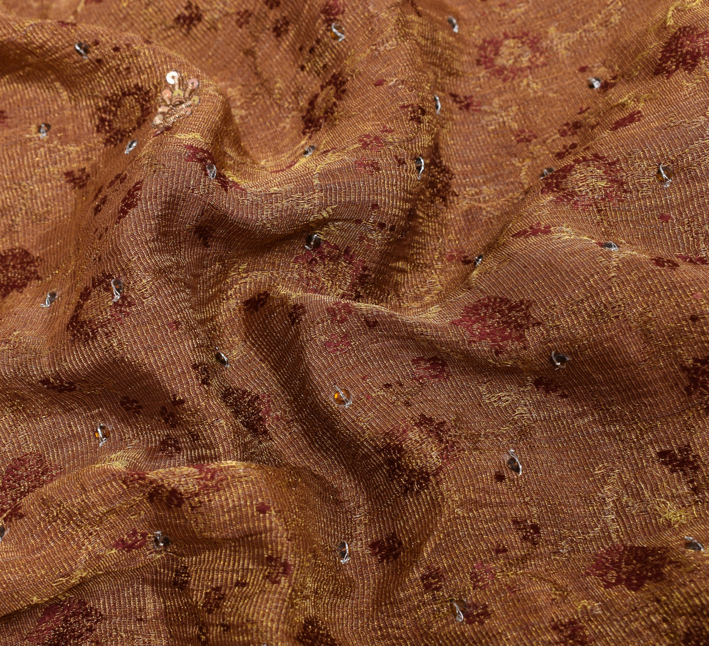 Sushila Vintage Pure Tissue HEAVY Saree Zari Sequins Golden Sari Blouse