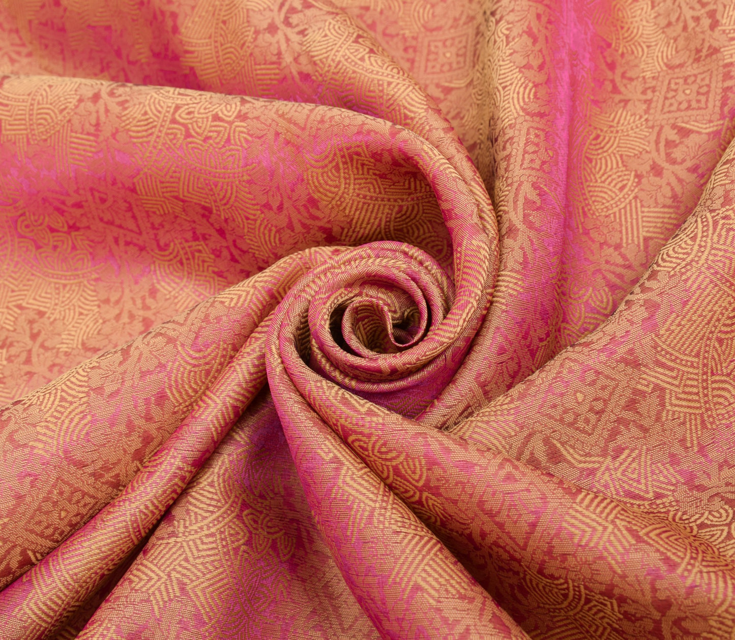Sushila Vintage Dark Pink Saree 100% Pure Organza Silk Resham Woven Sari Fabric