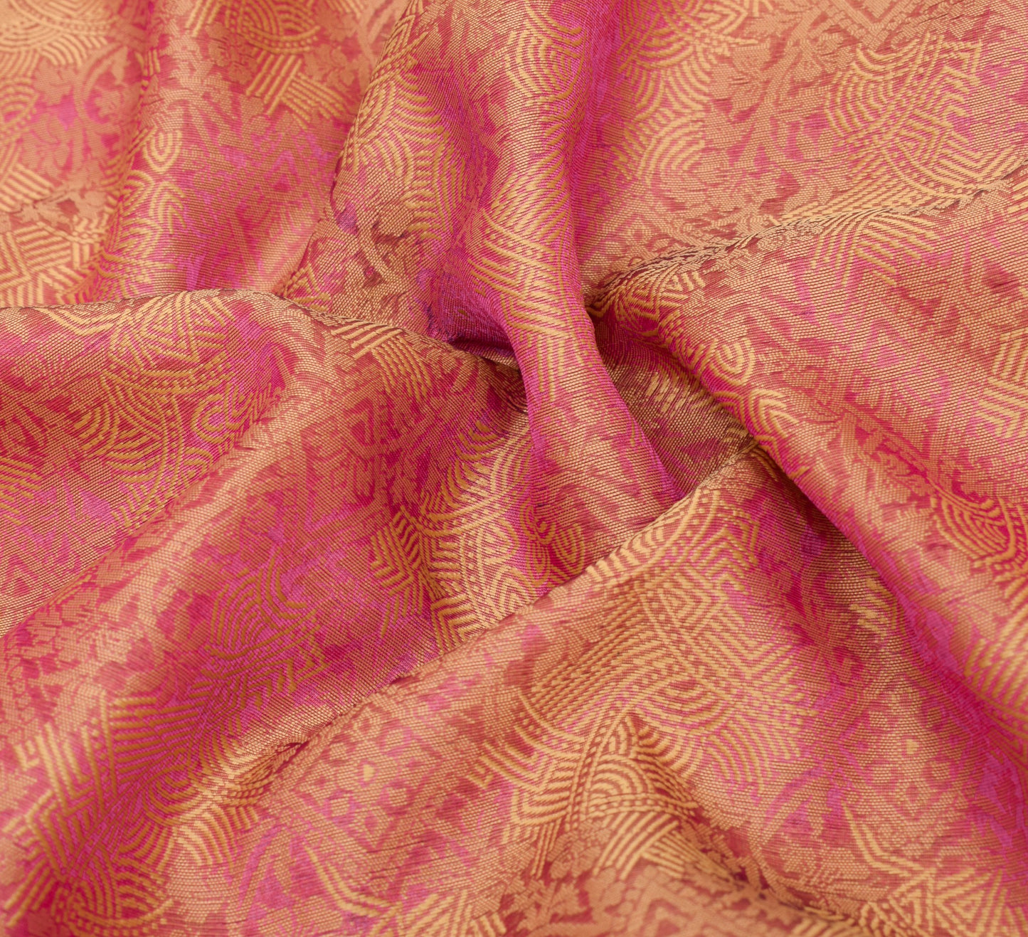 Sushila Vintage Dark Pink Saree 100% Pure Organza Silk Resham Woven Sari Fabric