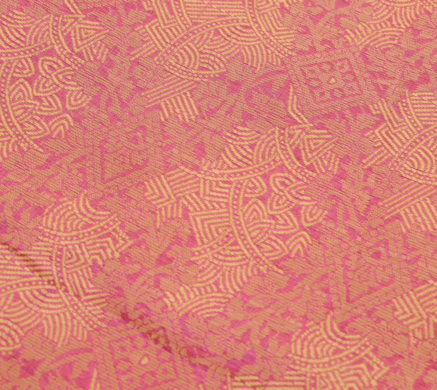 Sushila Vintage Dark Pink Saree 100% Pure Organza Silk Resham Woven Sari Fabric