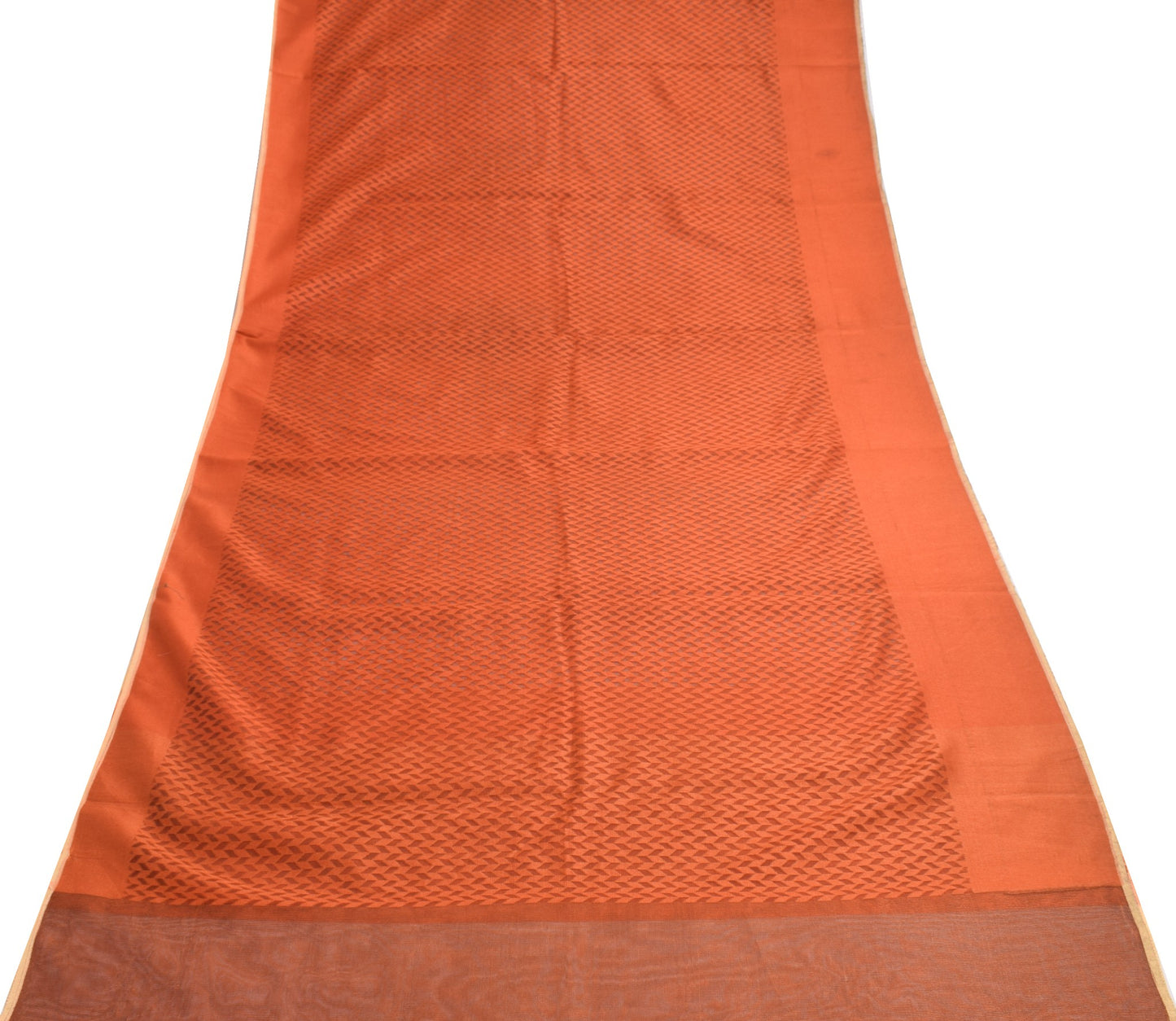 Sushila Vintage Rust Saree Art Silk All Over Woven Indian 5YD Sari Craft Fabric
