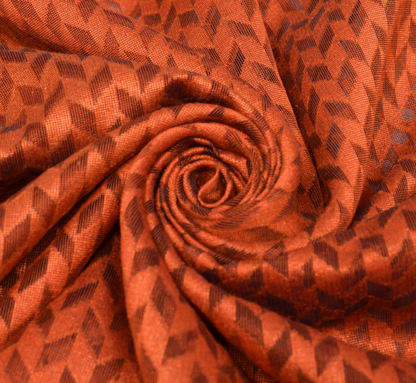 Sushila Vintage Rust Saree Art Silk All Over Woven Indian 5YD Sari Craft Fabric