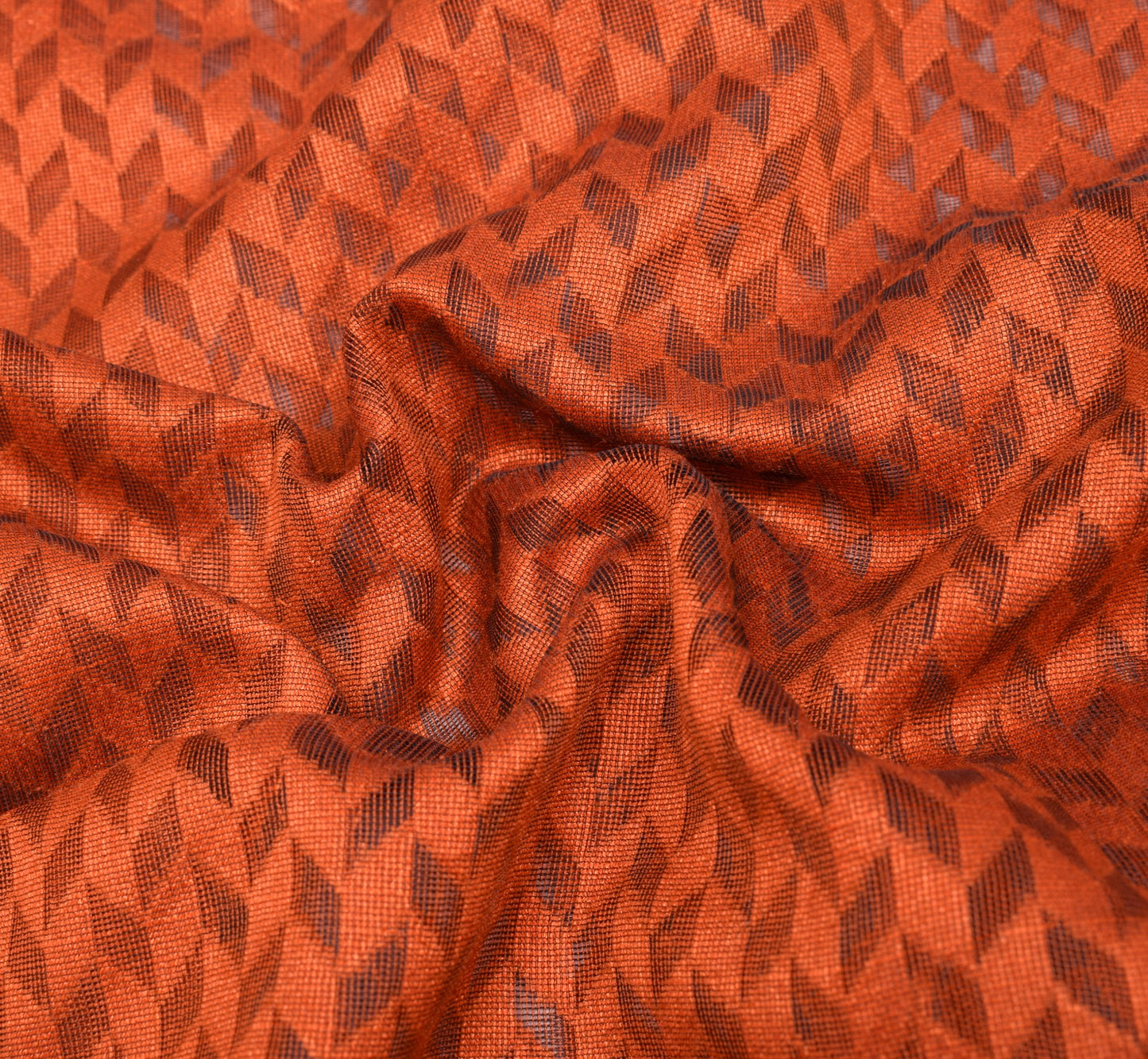 Sushila Vintage Rust Saree Art Silk All Over Woven Indian 5YD Sari Craft Fabric