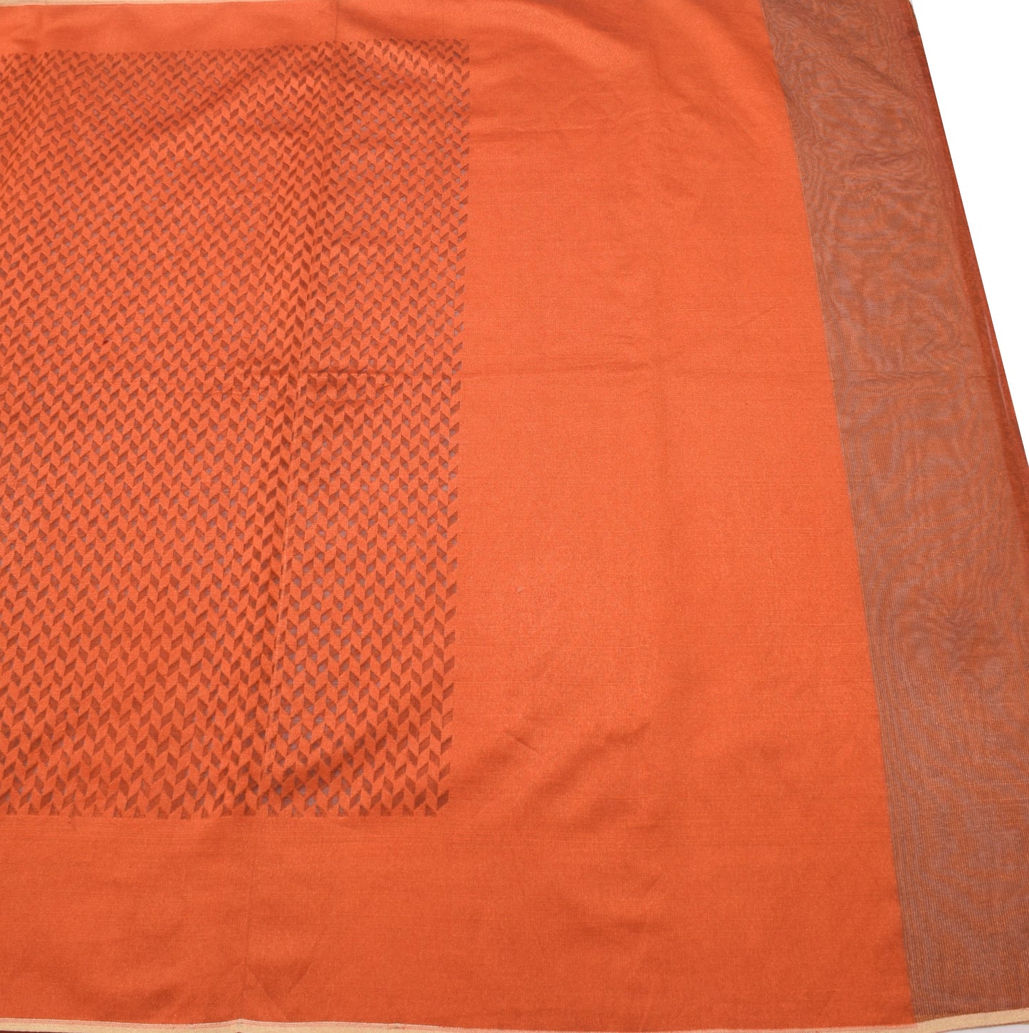 Sushila Vintage Rust Saree Art Silk All Over Woven Indian 5YD Sari Craft Fabric