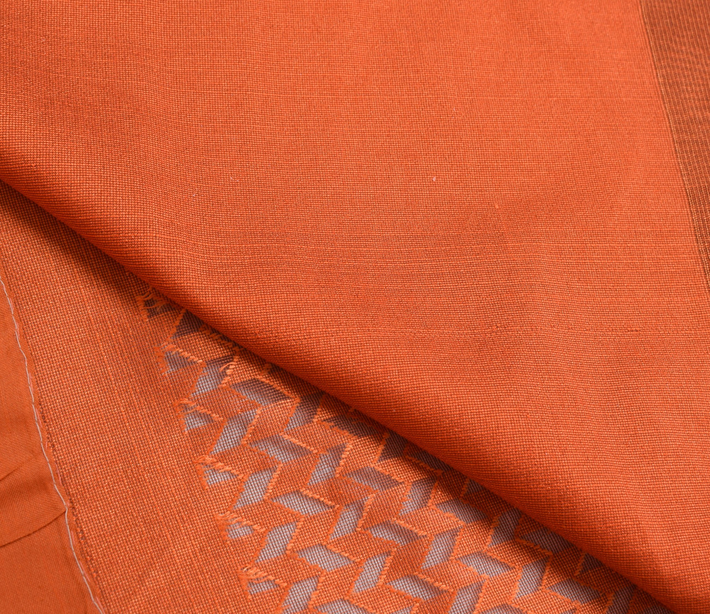 Sushila Vintage Rust Saree Art Silk All Over Woven Indian 5YD Sari Craft Fabric