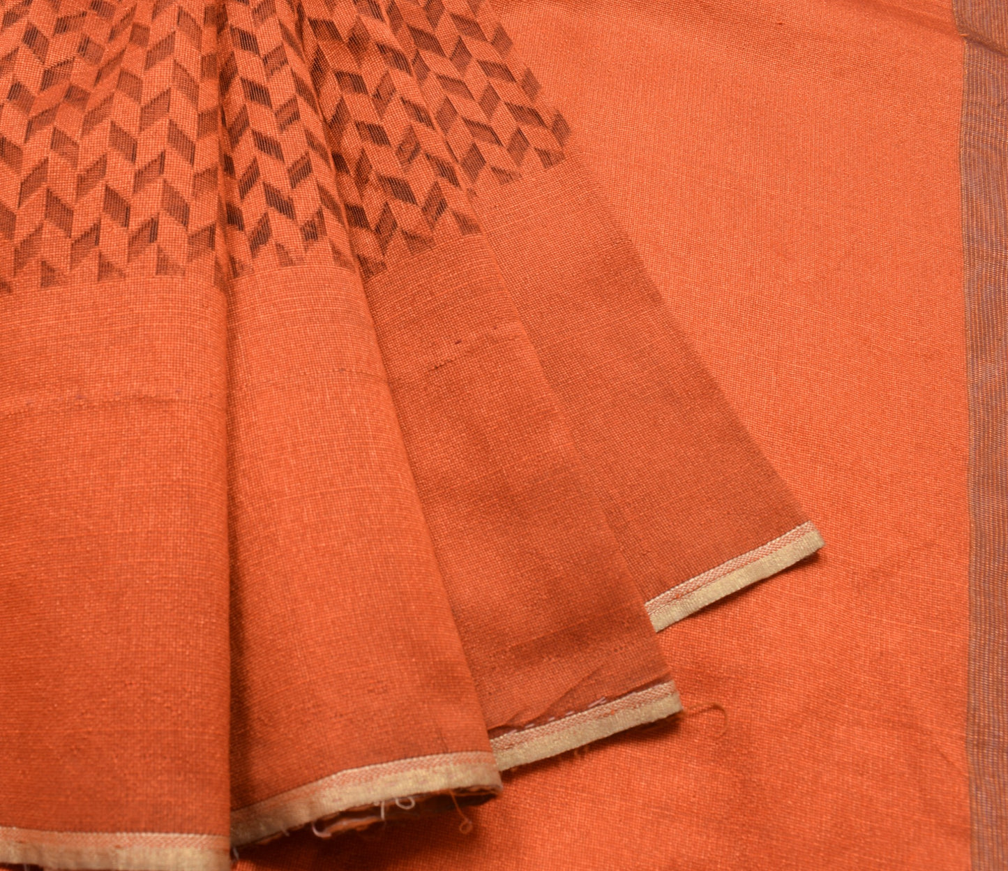 Sushila Vintage Rust Saree Art Silk All Over Woven Indian 5YD Sari Craft Fabric
