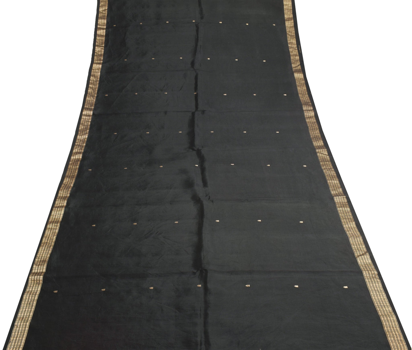Sushila Vintage Heavy Sarees Pure South Silk Zari Brocade Zari Sari Black Fabric