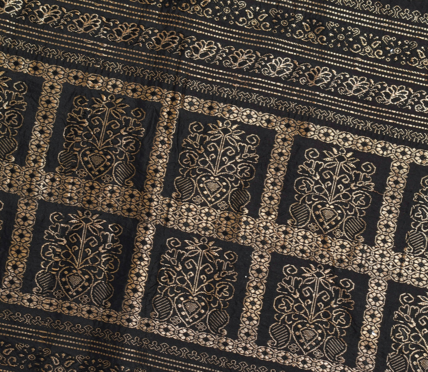 Sushila Vintage Heavy Sarees Pure South Silk Zari Brocade Zari Sari Black Fabric