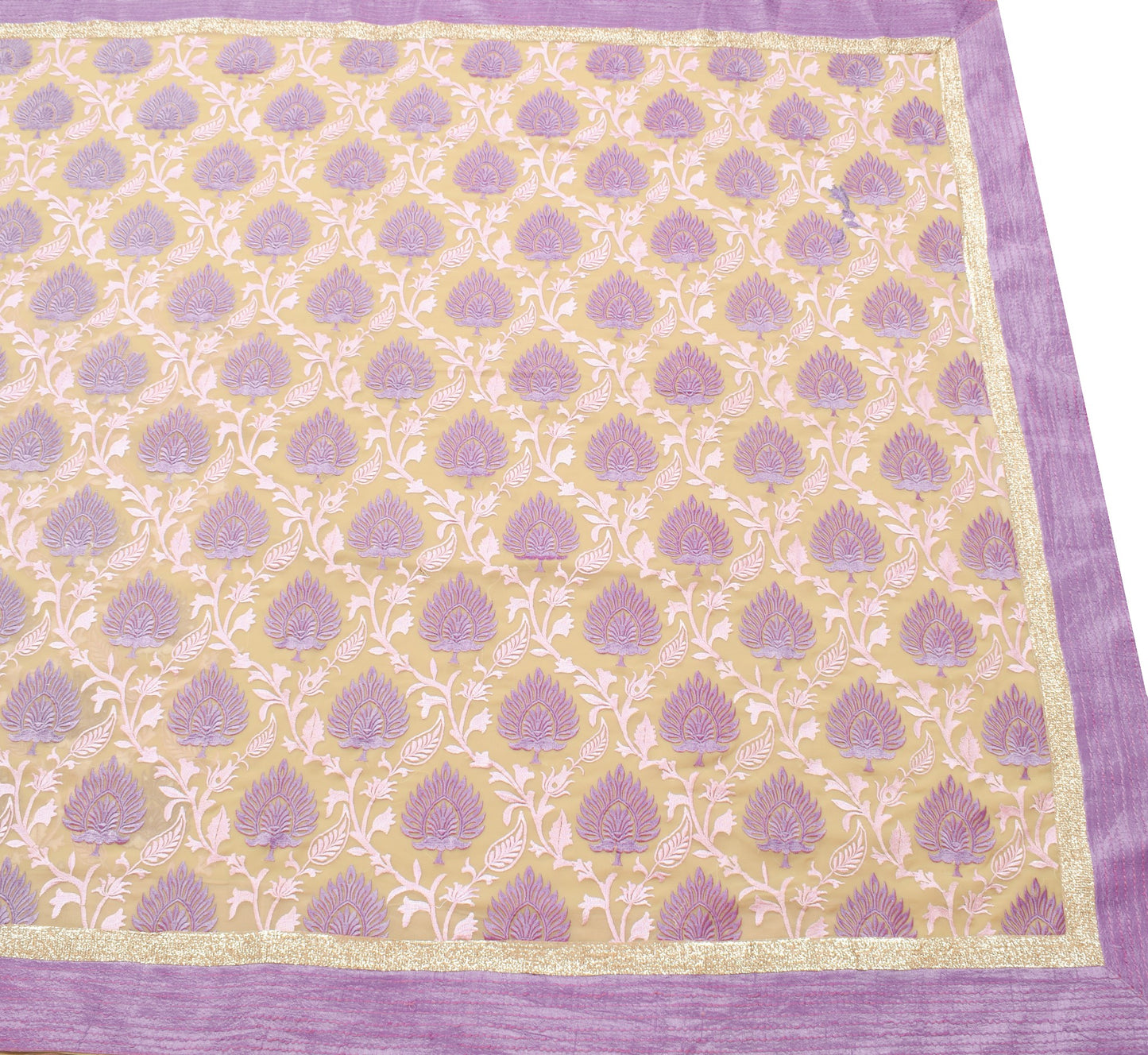Sushila Vintage Beige Georgette HEAVY Saree Floral Embroidered Bollywood Sari