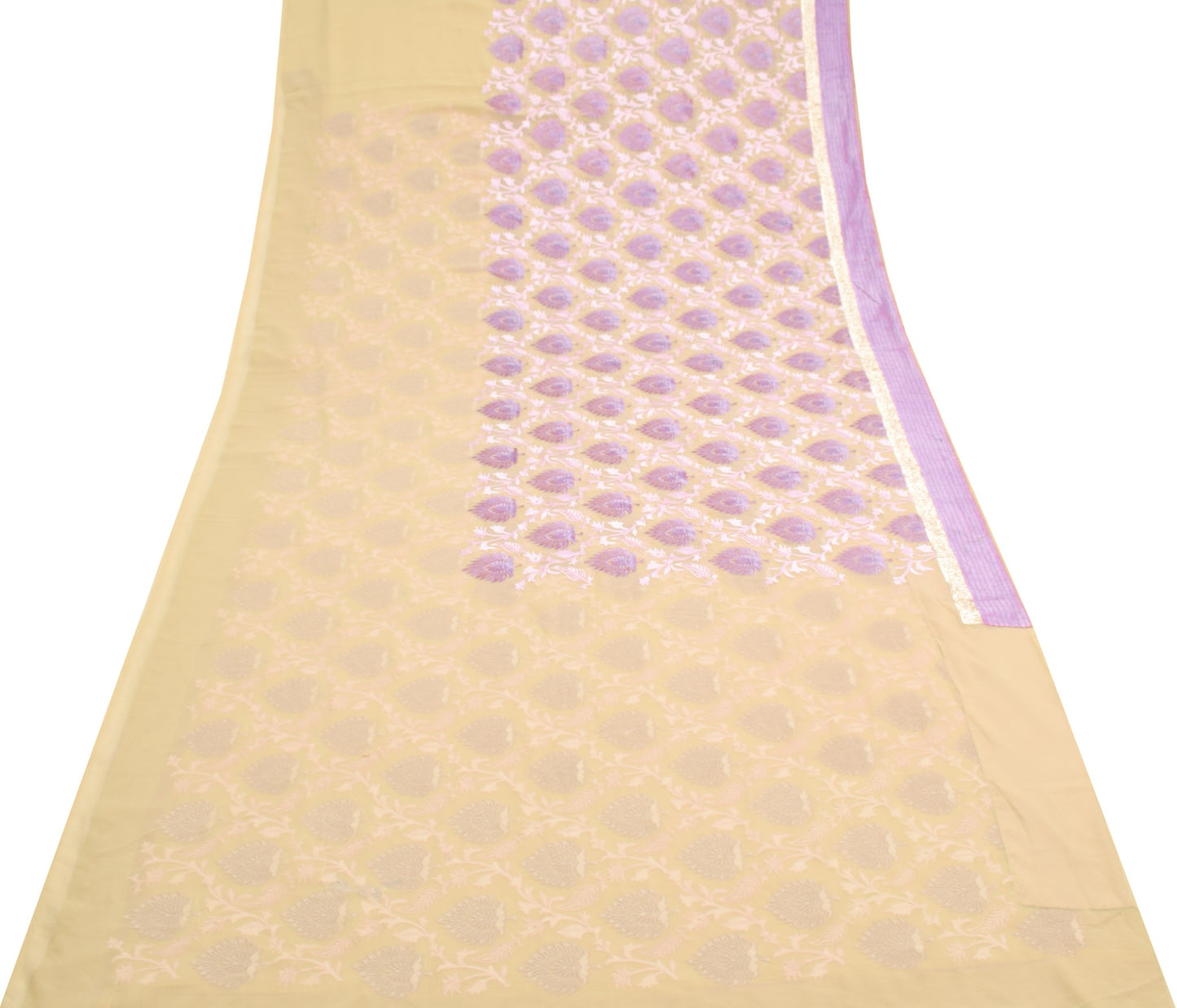 Sushila Vintage Beige Georgette HEAVY Saree Floral Embroidered Bollywood Sari