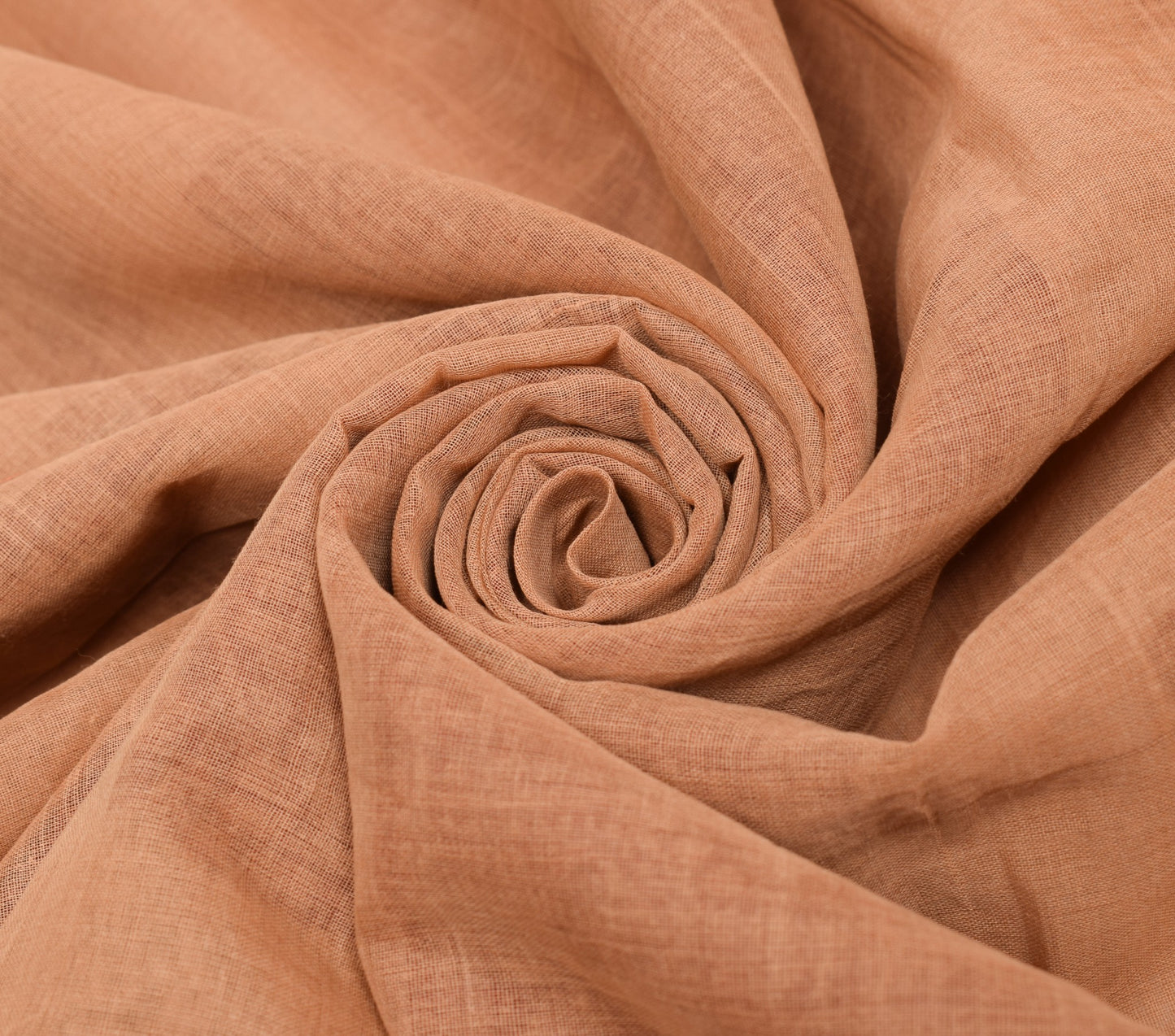 Sushila Vintage Light Copper Saree 100%Pure Cotton Hand Woven Floral Sari Fabric