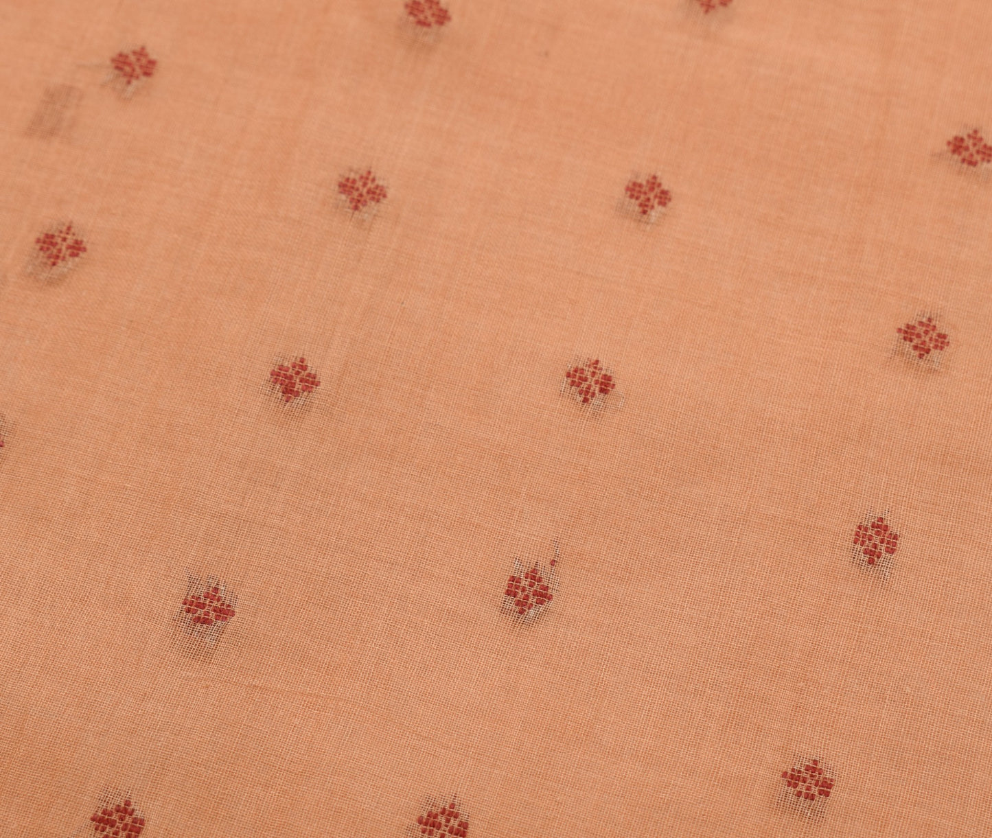Sushila Vintage Light Copper Saree 100%Pure Cotton Hand Woven Floral Sari Fabric