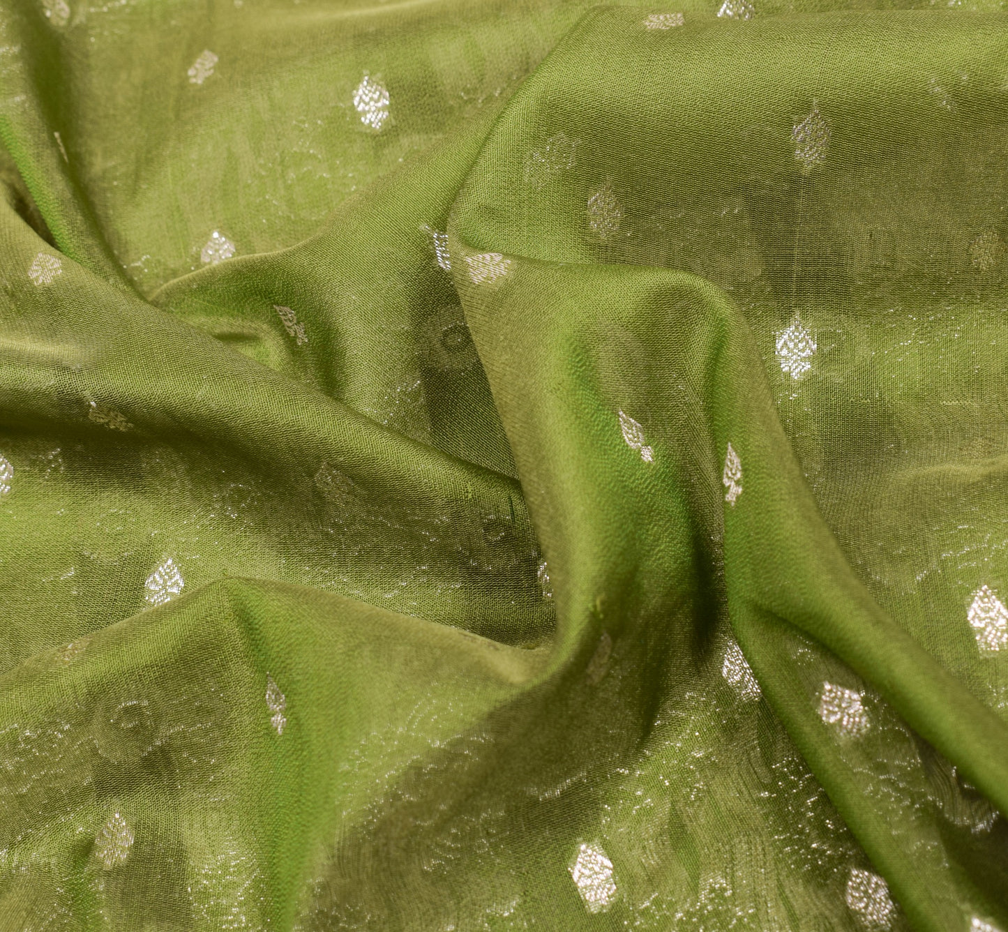 Sushila Vintage Banarasi/Broacde Saree Pure Cotton Silk Green HEAVY Sari Fabric