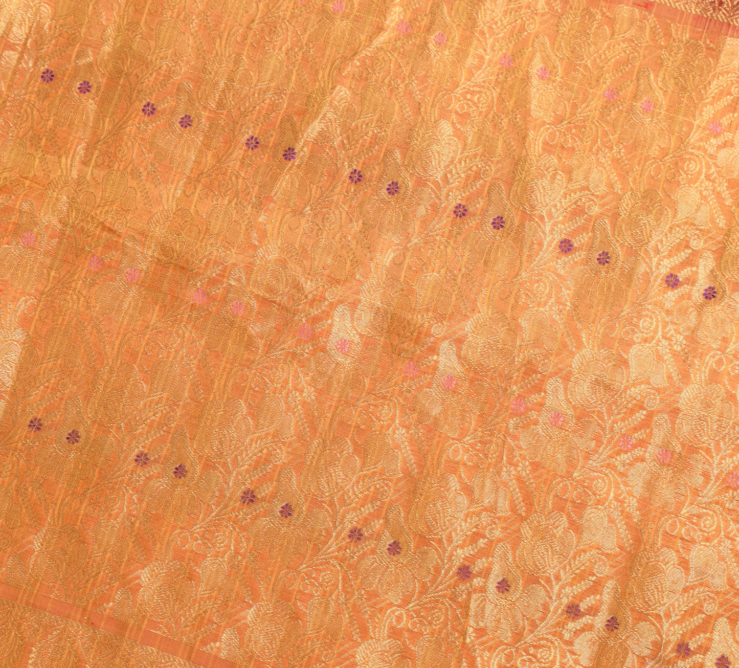 Sushila Vintage HRAVY Wedding Saree Pure Silk Zari Brocade Dark Red Sari Fabric
