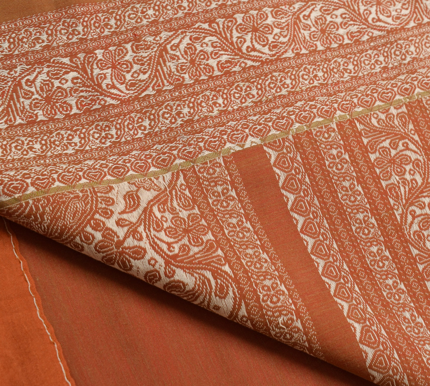 Sushila Vintage Brown Saree 100% Pure Cotton Soft Hand Woven Craft Sari Fabric