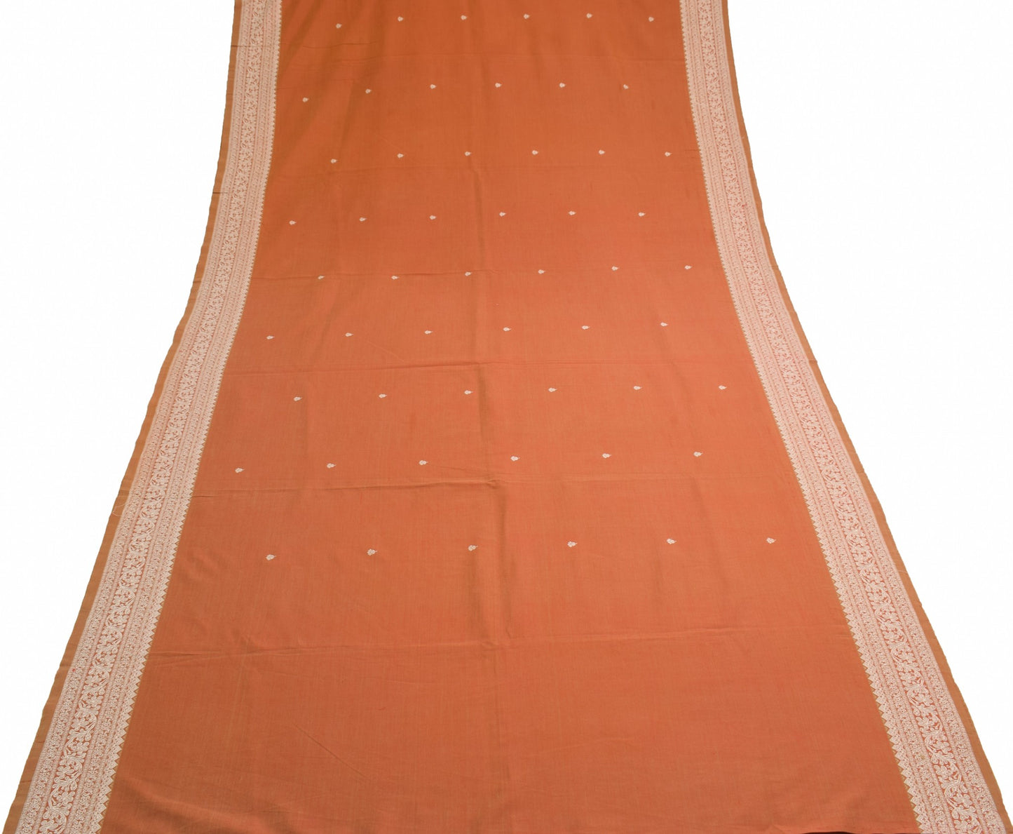 Sushila Vintage Brown Saree 100% Pure Cotton Soft Hand Woven Craft Sari Fabric