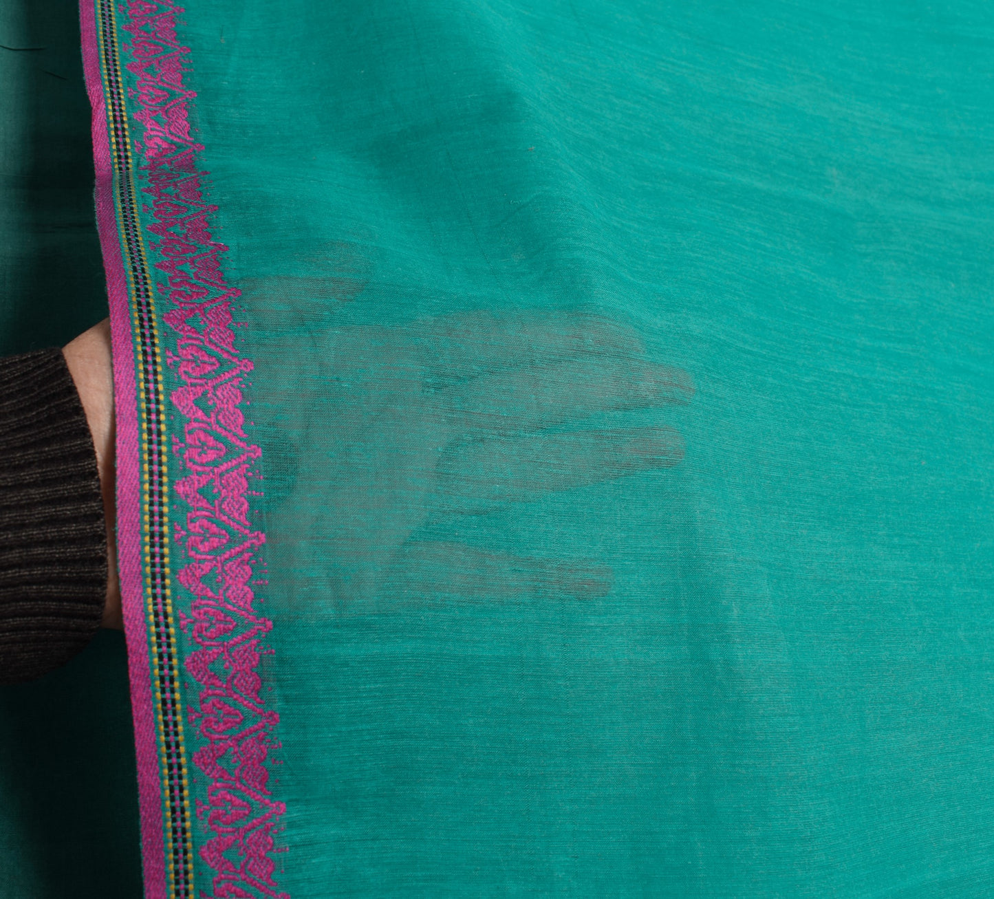 Sushila Vintage Turquoise Green Saree 100% Pure Cotton Woven Indian Sari Fabric