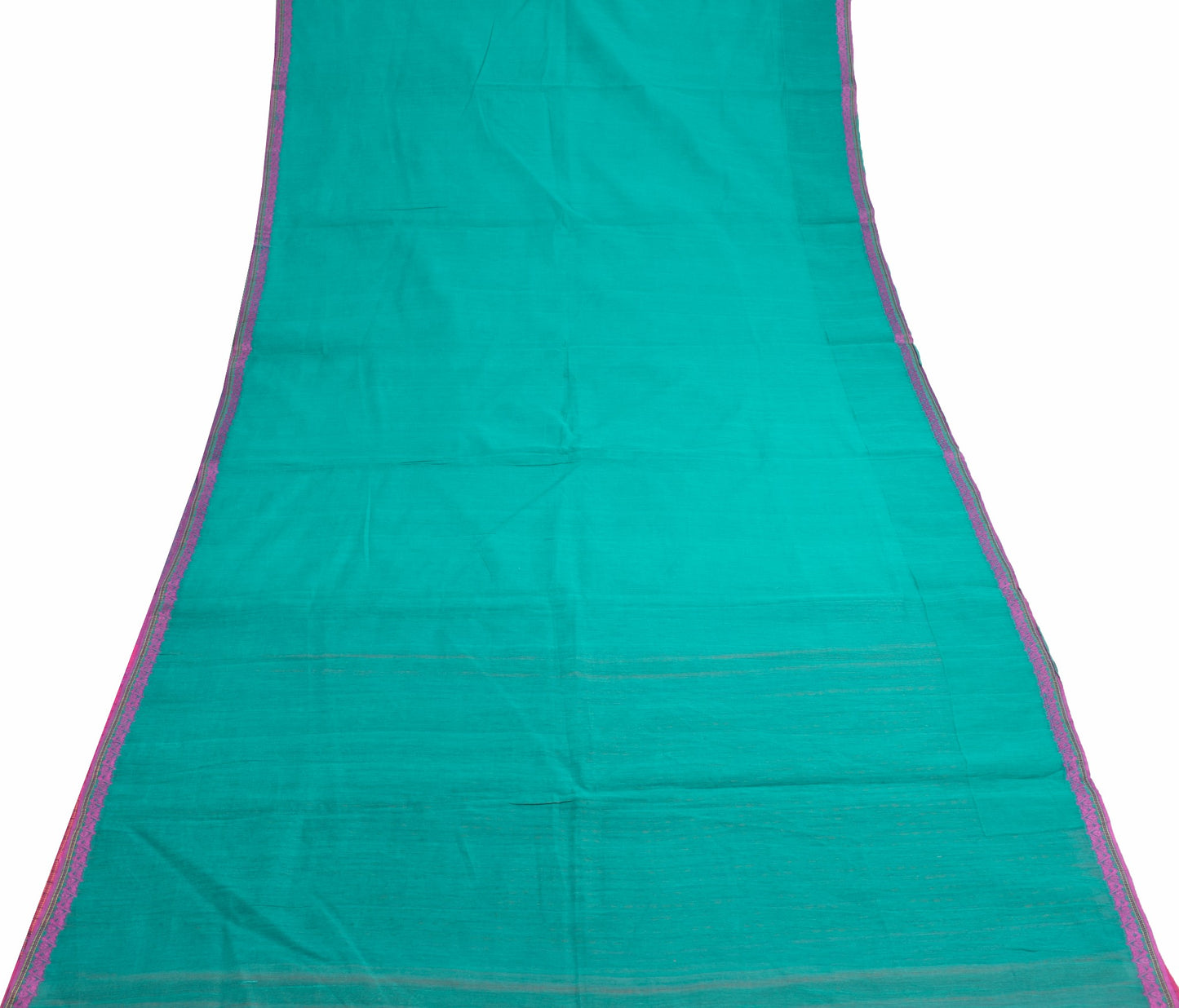 Sushila Vintage Turquoise Green Saree 100% Pure Cotton Woven Indian Sari Fabric