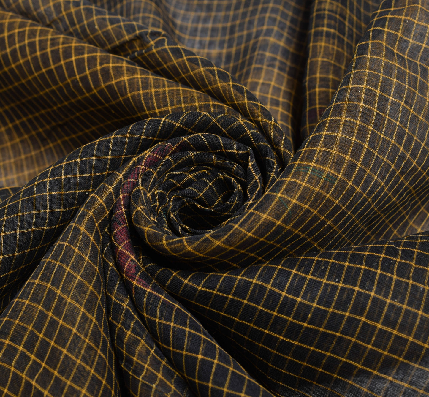 Sushila Vintage Chettinad/Kandangi Black Saree 100%Pure Cotton Woven Sari Fabric