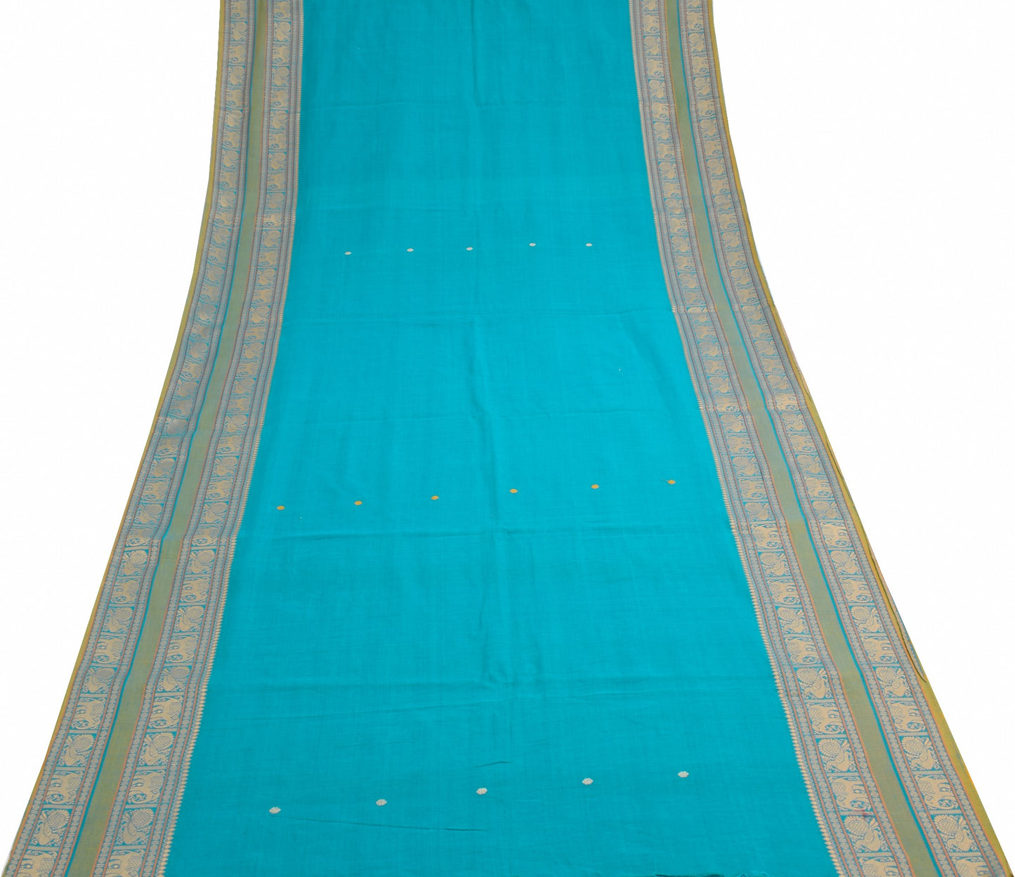 Sushila Vintage Handloom Saree Peacock Elephant Blue Pure Narayani Cotton Saree