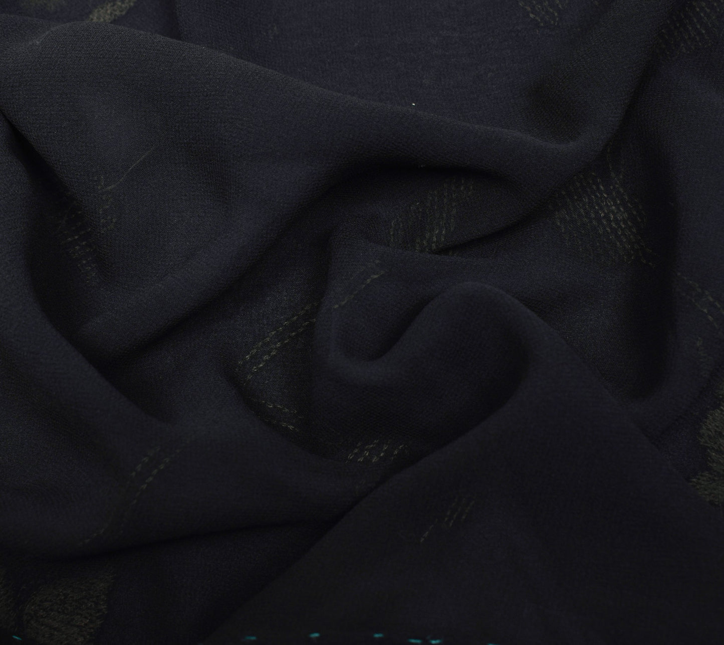 Sushila Vintage HEAVY Black Saree Pure Georgette Sequins Embellish Sari Fabric