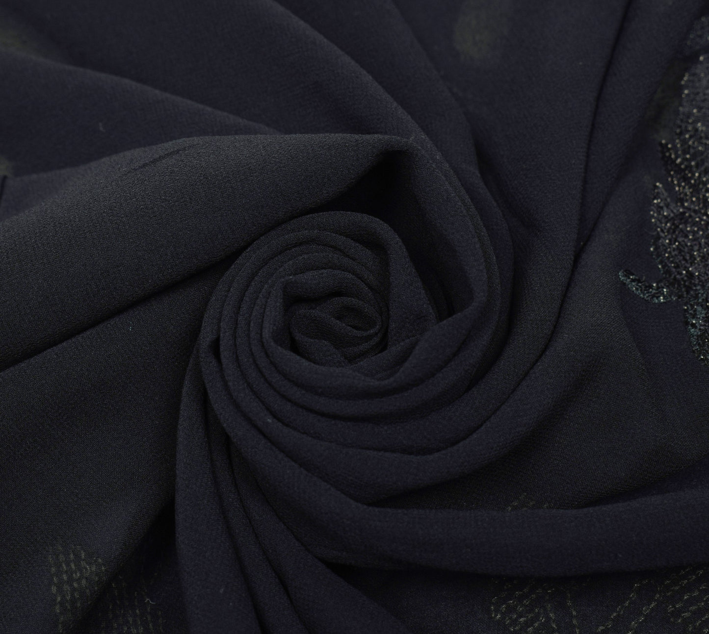 Sushila Vintage HEAVY Black Saree Pure Georgette Sequins Embellish Sari Fabric