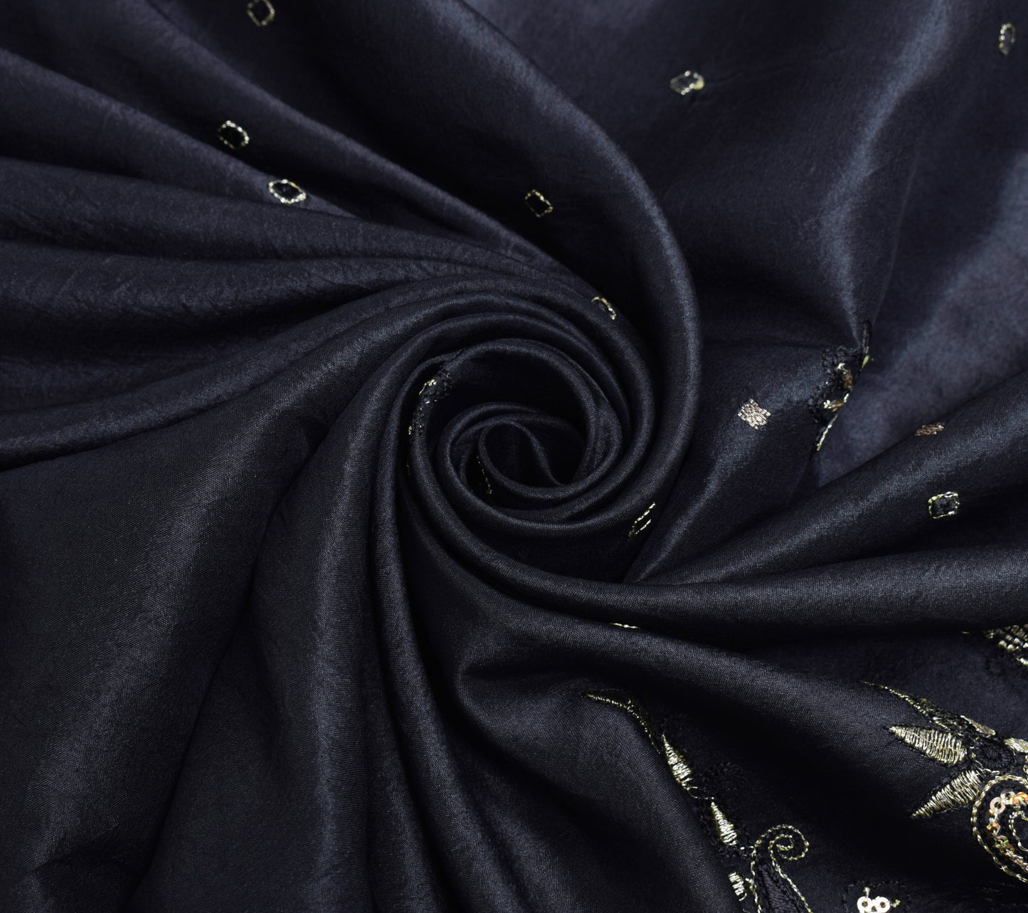 Sushila Vintage HEAVY Black Saree Pure South Silk Floral Brocade Zari Sari Fabri