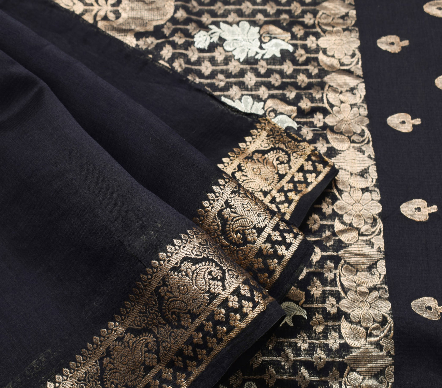 Sushila Vintage Zari Brocade Saree Pure Cotton HEAVY Traditional Sari Fabric