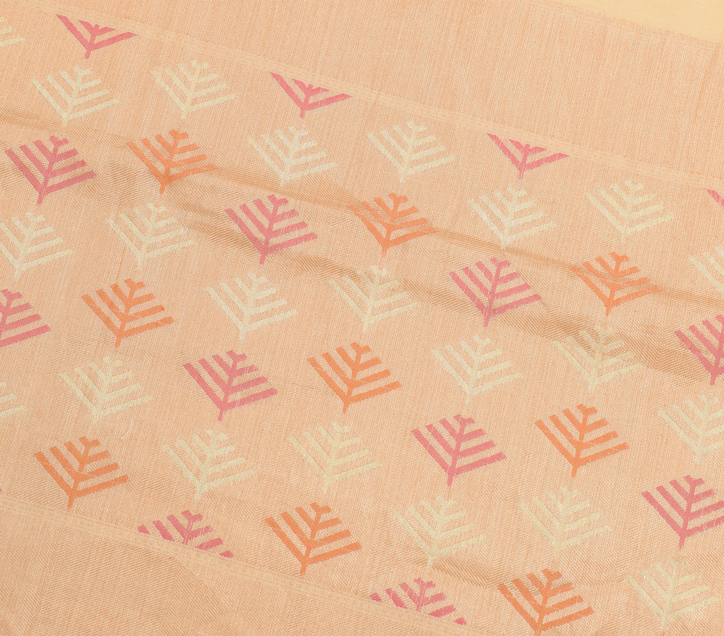 Sushila Vintage Cream Saree with Woven Border Pallu Pure Cotton 5 YD Sari Fabric