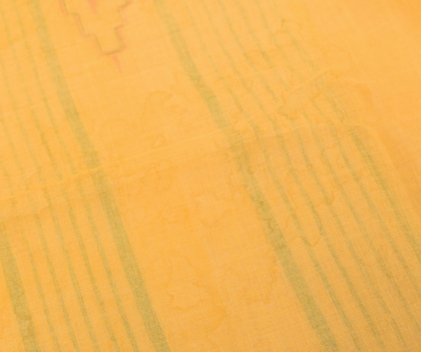 Sushila Vintage Bengal Tant Saree 100% Pure Cotton Yellow Woven 5 YD Sari Fabric