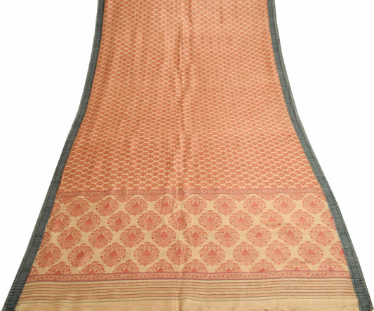 Sushila Vintage Pure Woolen Saree Floral Printed Soft Branded Indian Sari Fabric