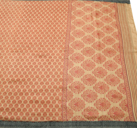 Sushila Vintage Pure Woolen Saree Floral Printed Soft Branded Indian Sari Fabric
