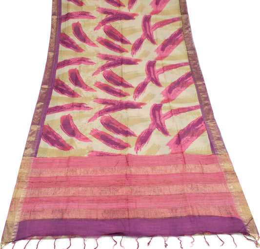 Sushila Vintage Pure khadi Silk Saree Printed with Woven Border Soft Sari Fabric