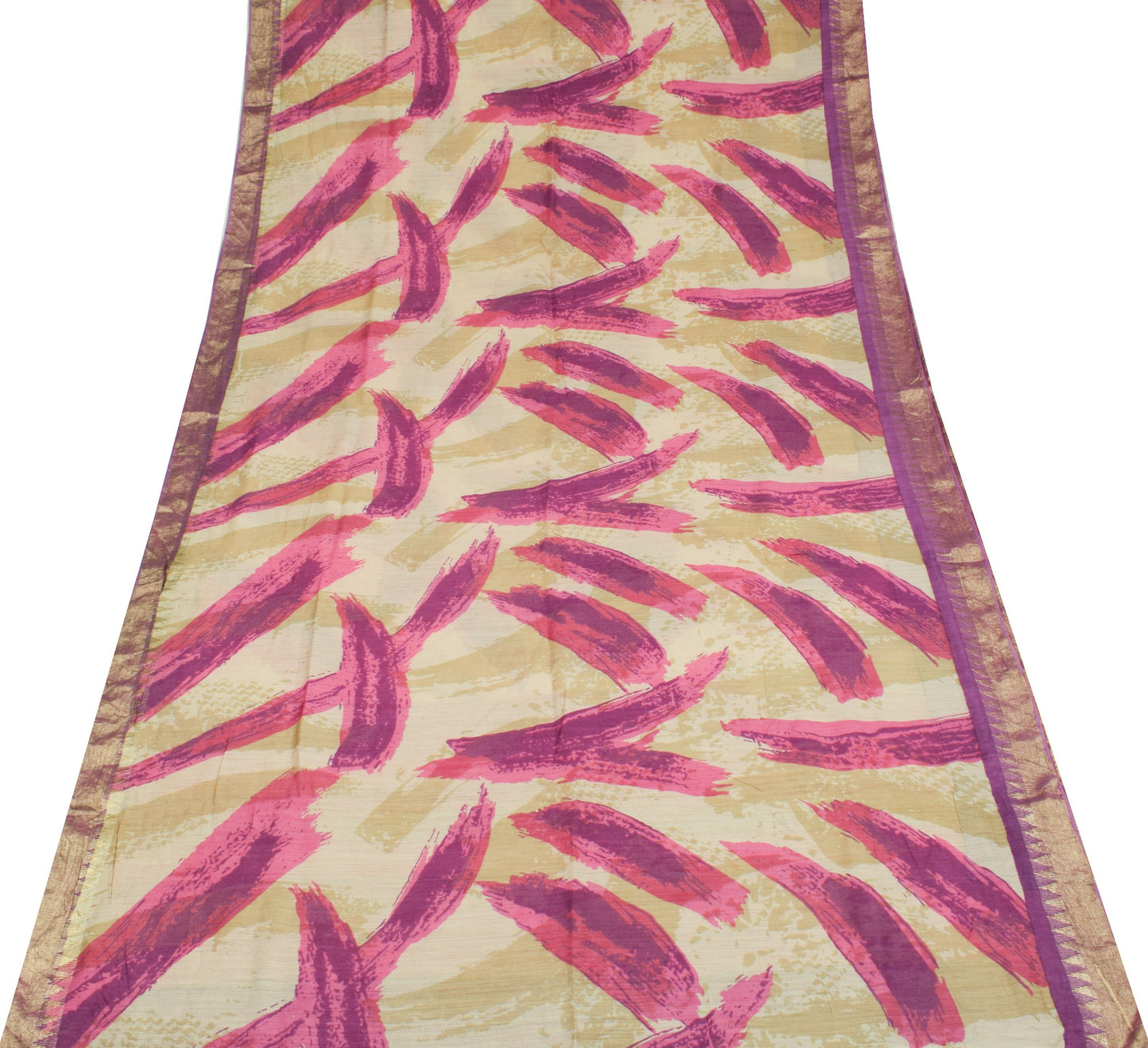 Sushila Vintage Pure khadi Silk Saree Printed with Woven Border Soft Sari Fabric