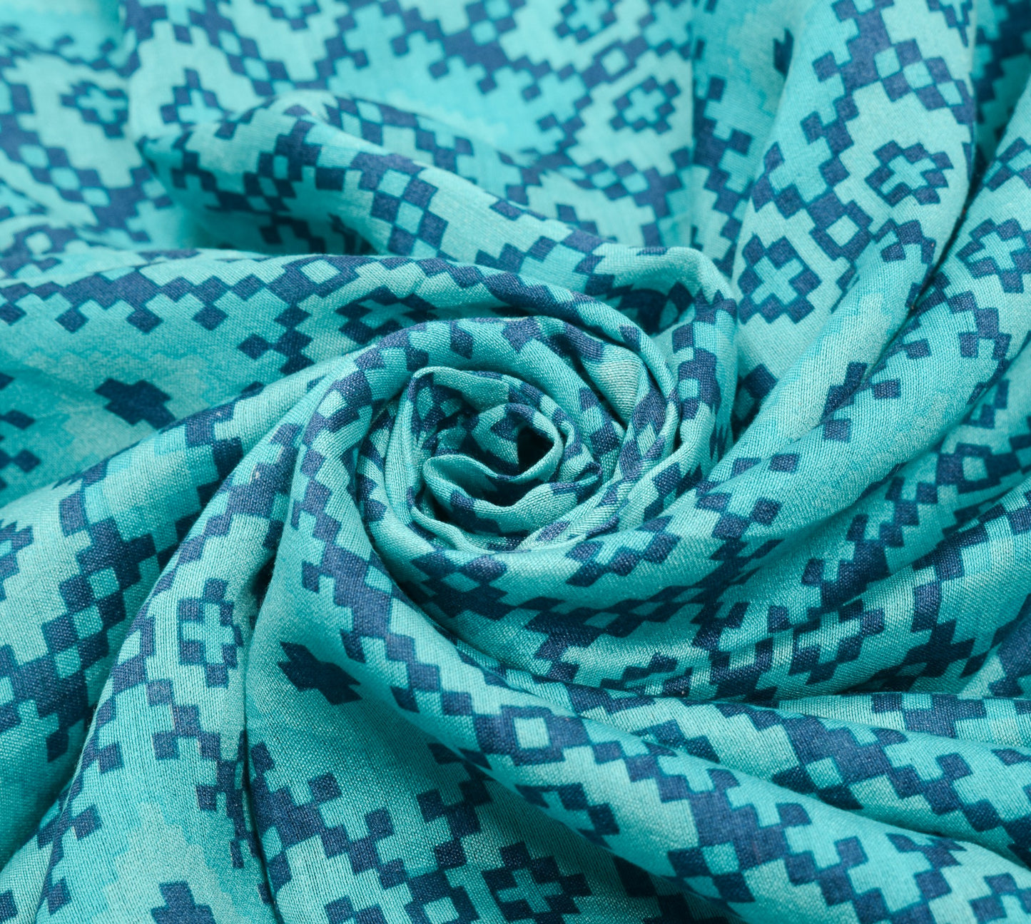 Sushila Vintage Aqua Blue Saree with Zari Woven Border Pure Woolen Sari Fabric