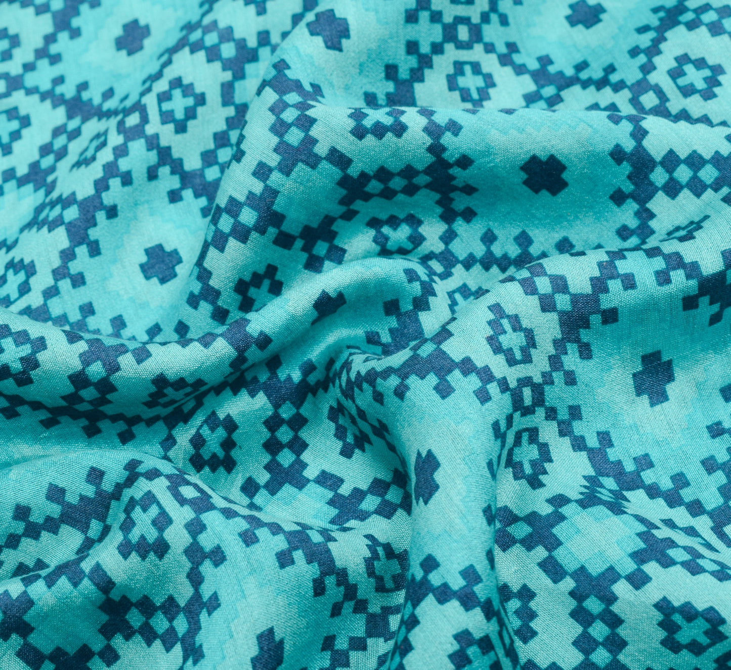 Sushila Vintage Aqua Blue Saree with Zari Woven Border Pure Woolen Sari Fabric