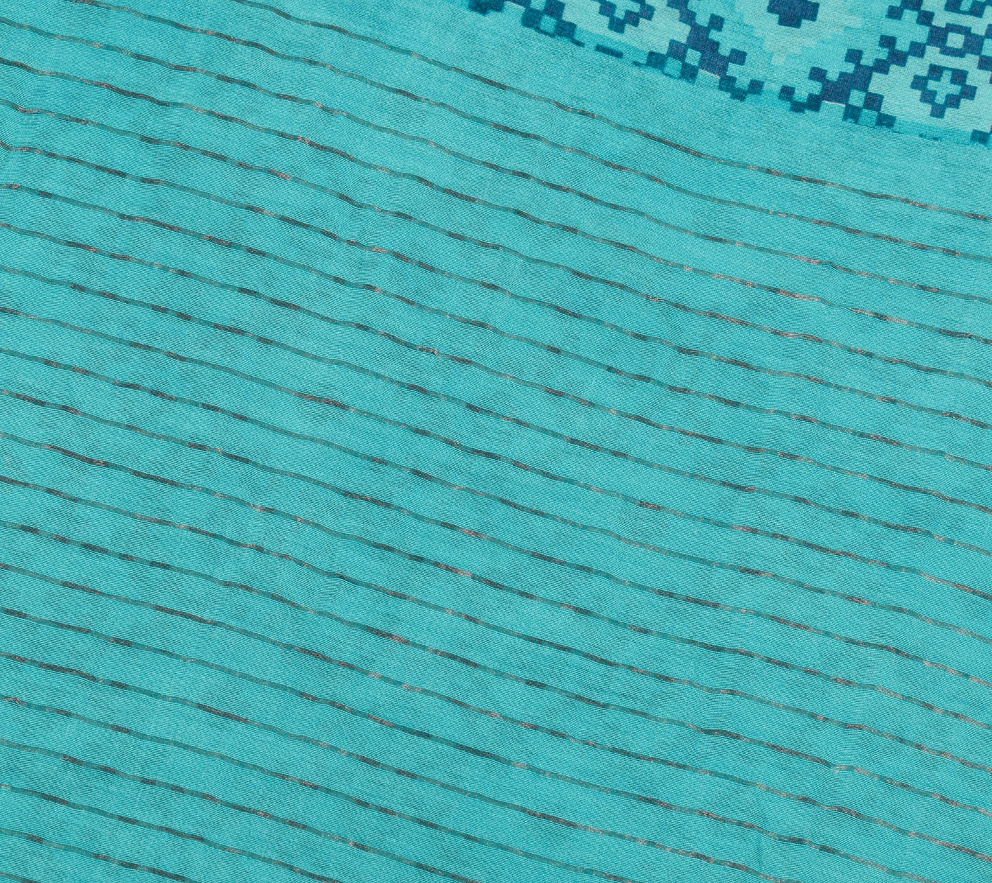 Sushila Vintage Aqua Blue Saree with Zari Woven Border Pure Woolen Sari Fabric