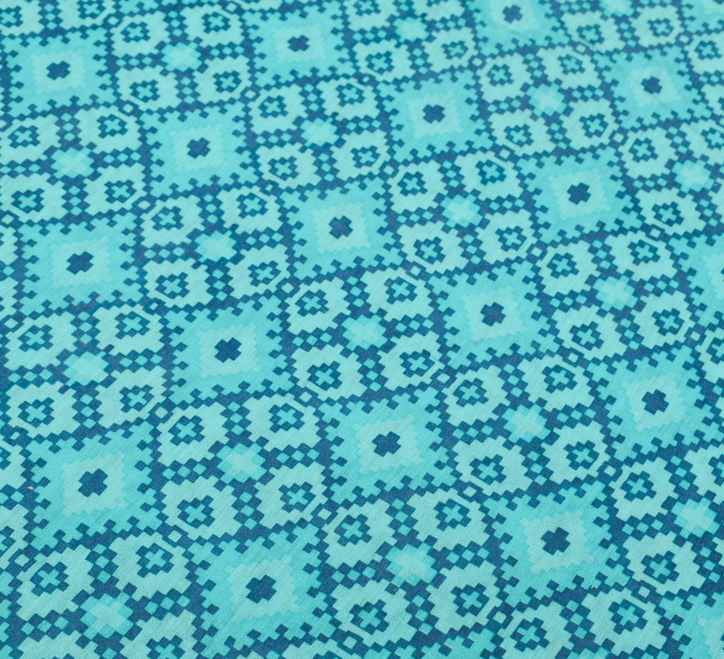 Sushila Vintage Aqua Blue Saree with Zari Woven Border Pure Woolen Sari Fabric