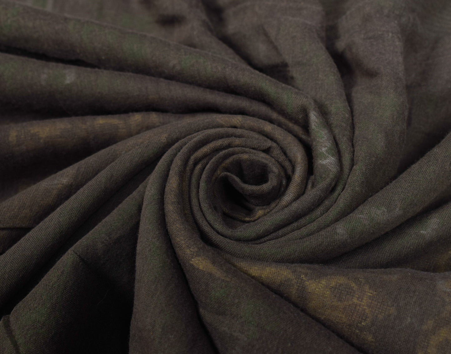 Sushila Vintage Brown Scrap Saree Pure Cotton Hand Woven Remnant Sari Fabric