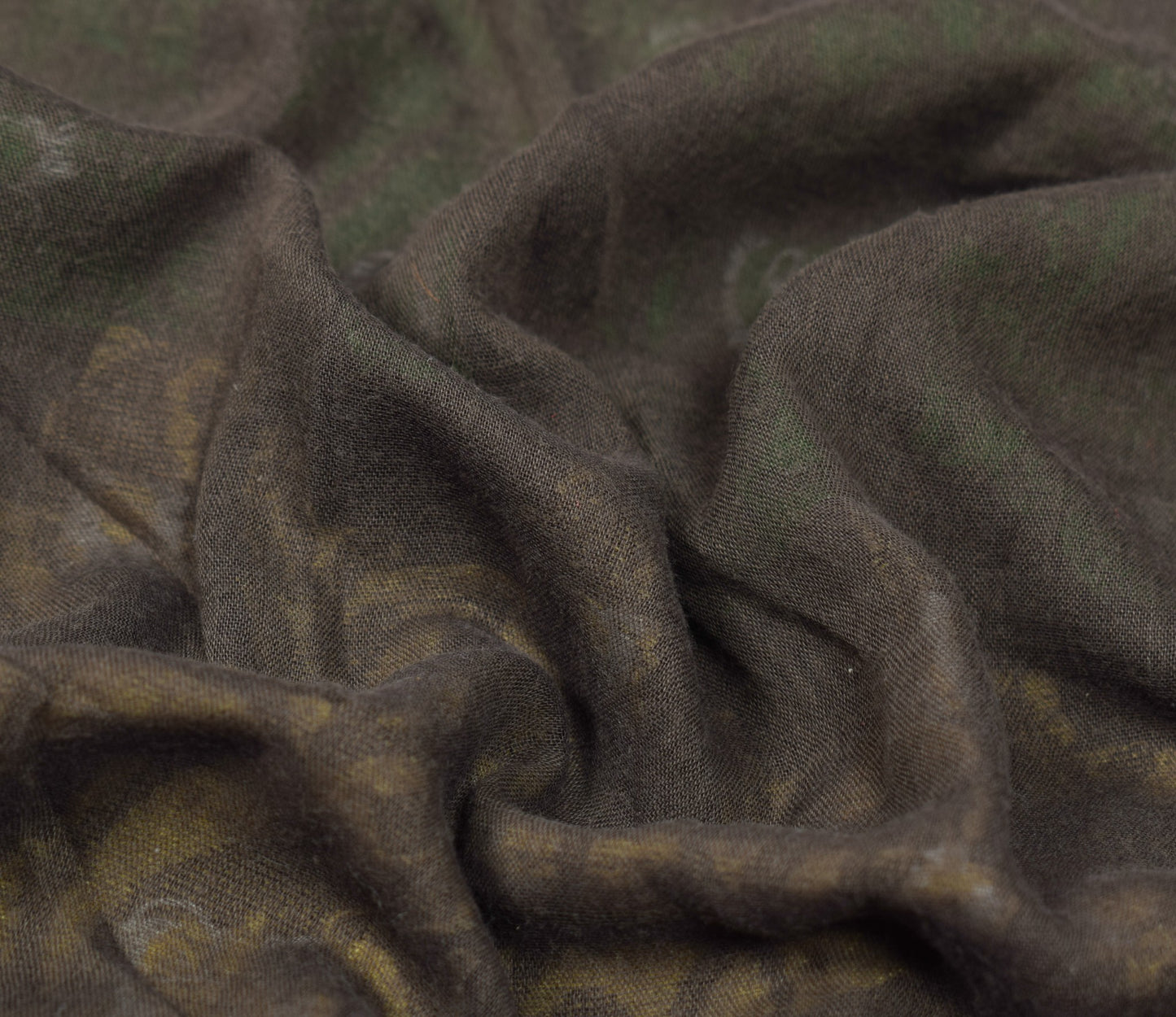 Sushila Vintage Brown Scrap Saree Pure Cotton Hand Woven Remnant Sari Fabric
