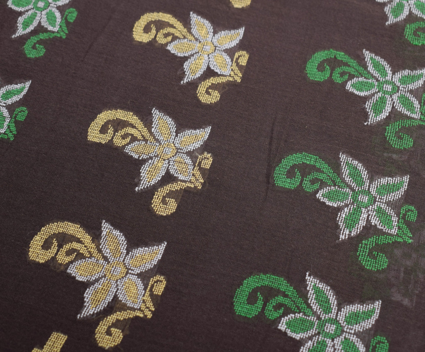 Sushila Vintage Brown Scrap Saree Pure Cotton Hand Woven Remnant Sari Fabric