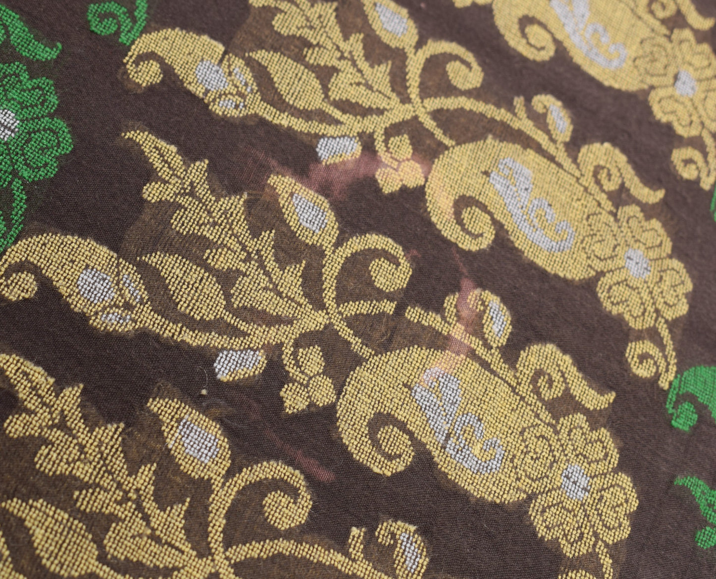 Sushila Vintage Brown Scrap Saree Pure Cotton Hand Woven Remnant Sari Fabric